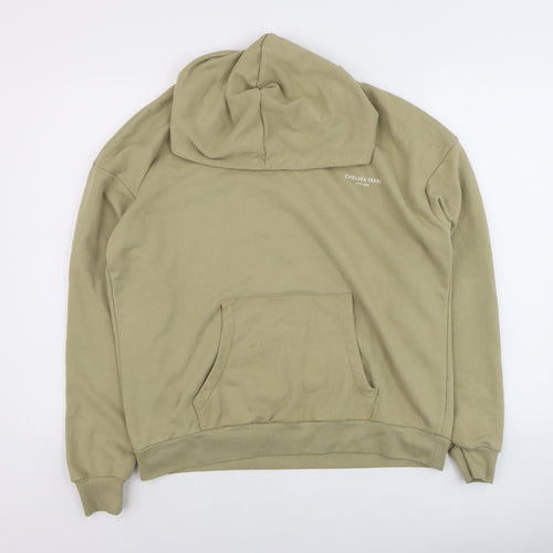 Chelsea Peers Men's Beige Pullover Hoodie Medium Logo Cotton Blend