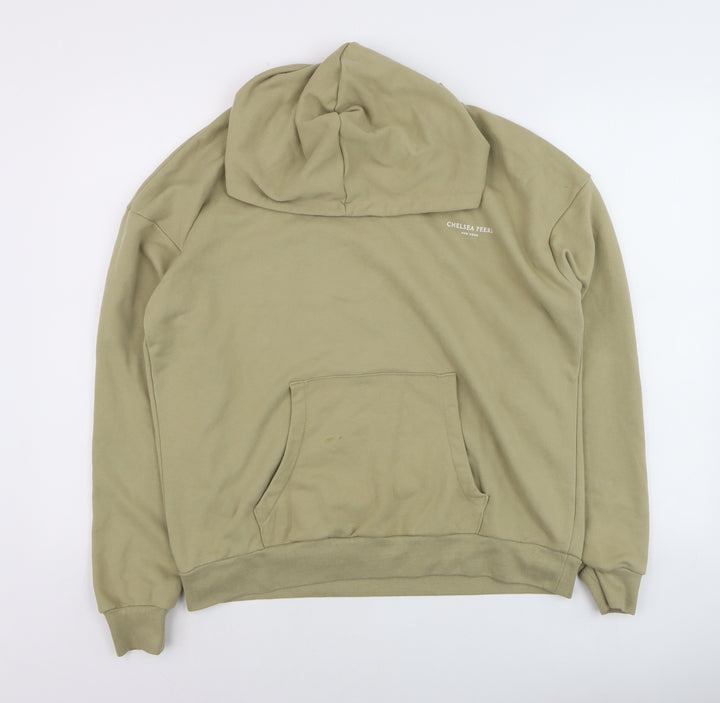 Chelsea Peers Men's Beige Pullover Hoodie Medium Logo Cotton Blend