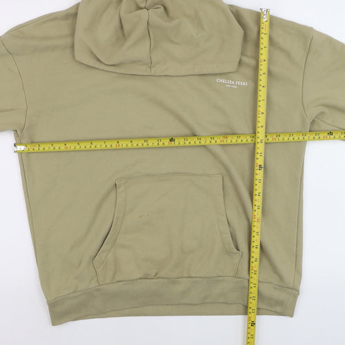 Chelsea Peers Men's Beige Pullover Hoodie Medium Logo Cotton Blend