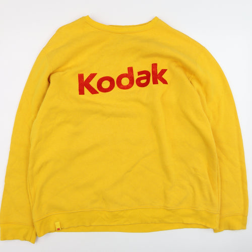 Kodak Men Yellow XL Pullover Jumper Crew Neck Logo Sweatshirt