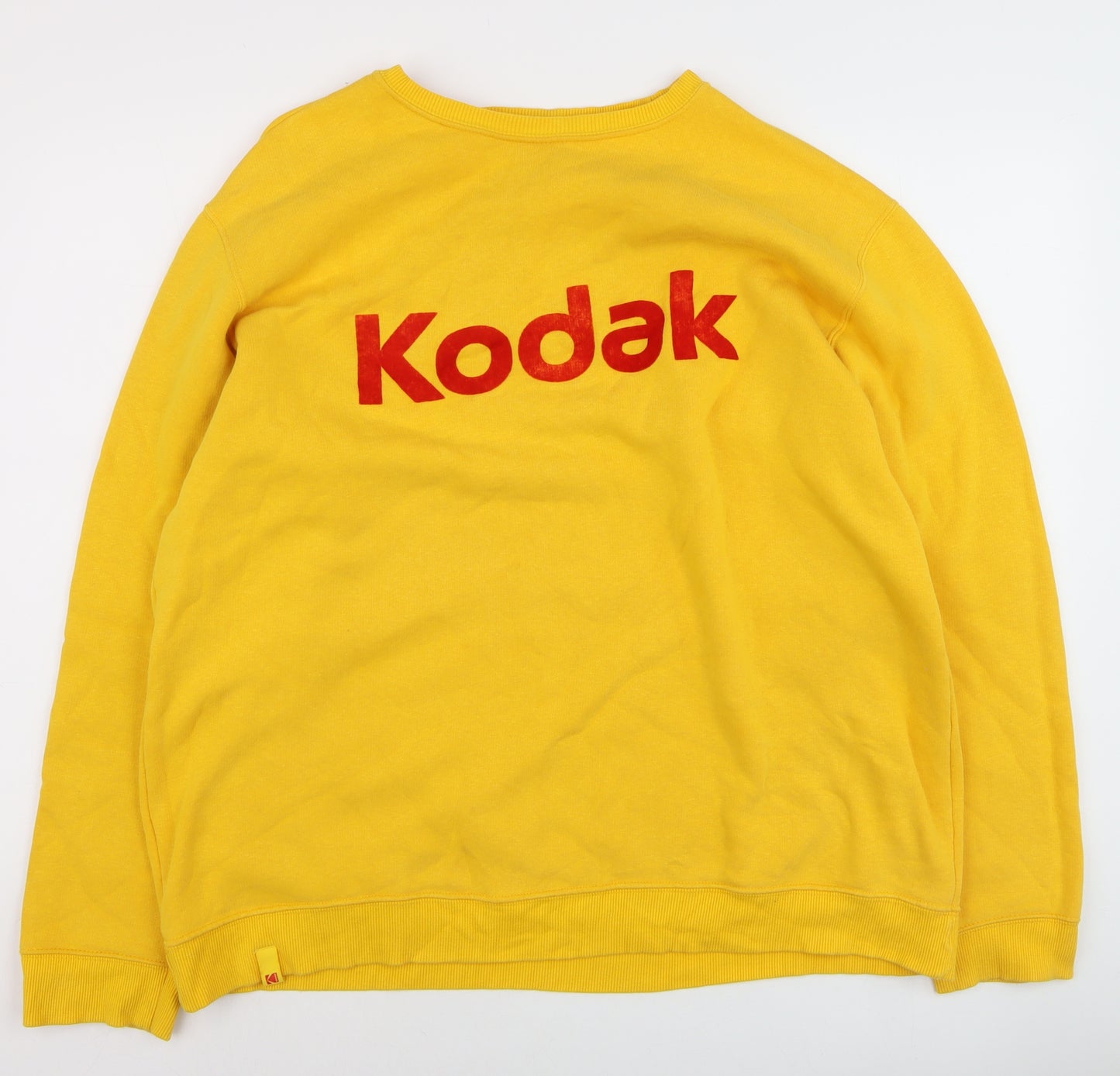 Kodak Men Yellow XL Pullover Jumper Crew Neck Logo Sweatshirt
