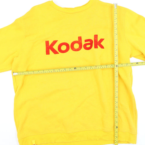 Kodak Men Yellow XL Pullover Jumper Crew Neck Logo Sweatshirt