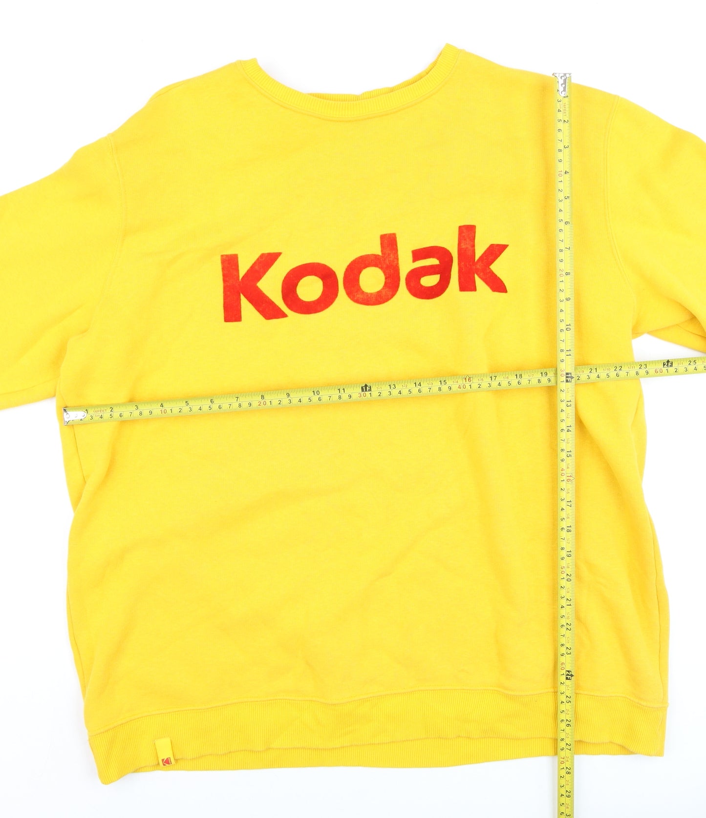 Kodak Men Yellow XL Pullover Jumper Crew Neck Logo Sweatshirt