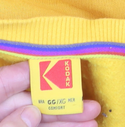 Kodak Men Yellow XL Pullover Jumper Crew Neck Logo Sweatshirt