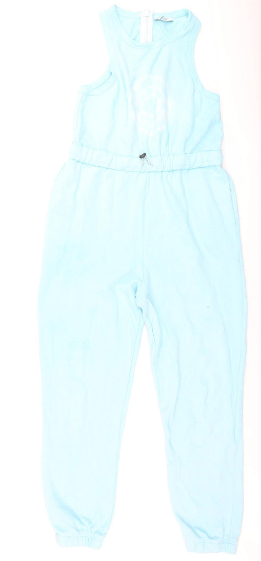 Topshop Women's Blue Sleeveless Jersey Jumpsuit Size 12