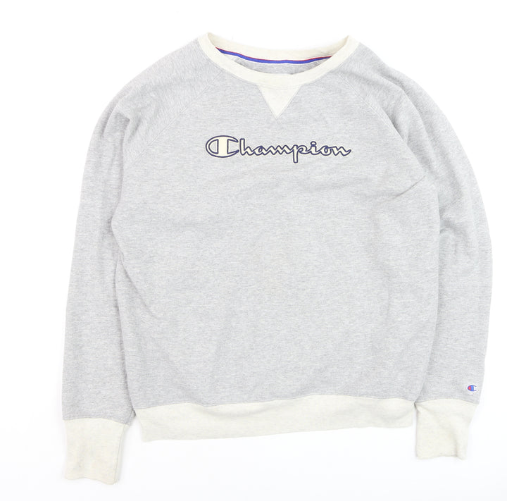Champion Men's Grey L Pullover Sweatshirt with Logo Embroidery