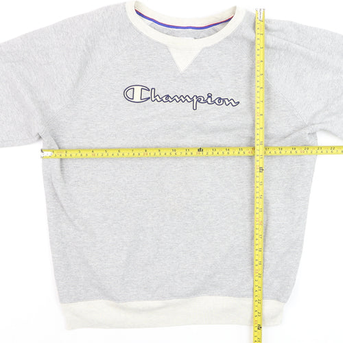 Champion Men's Grey L Pullover Sweatshirt with Logo Embroidery