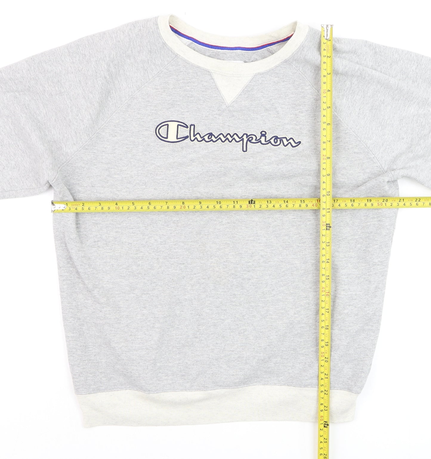 Champion Men's Grey L Pullover Sweatshirt with Logo Embroidery