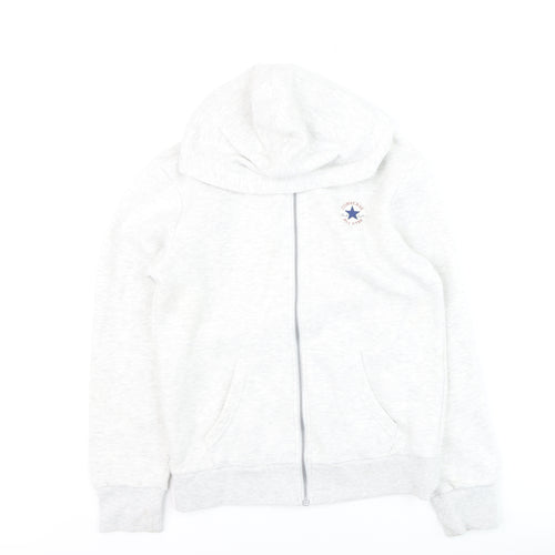 Converse Teens Grey Full Zip Hoodie Sweatshirt Size L 12-13 Yrs