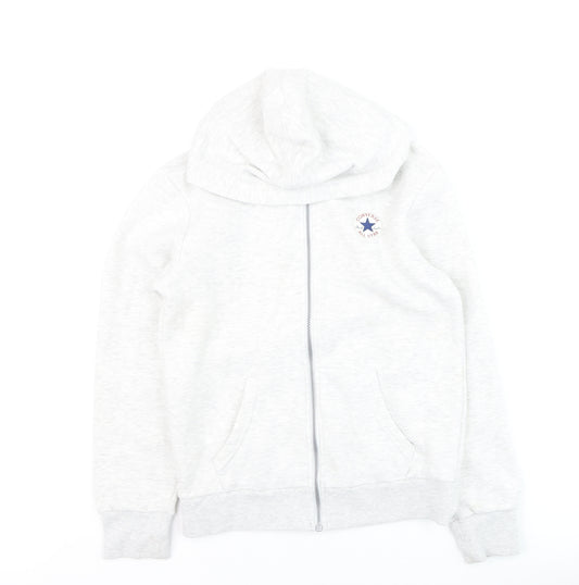 Converse Teens Grey Full Zip Hoodie Sweatshirt Size L 12-13 Yrs