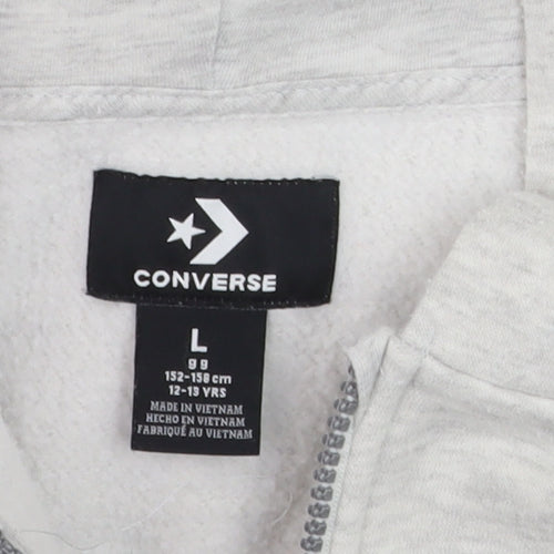 Converse Teens Grey Full Zip Hoodie Sweatshirt Size L 12-13 Yrs
