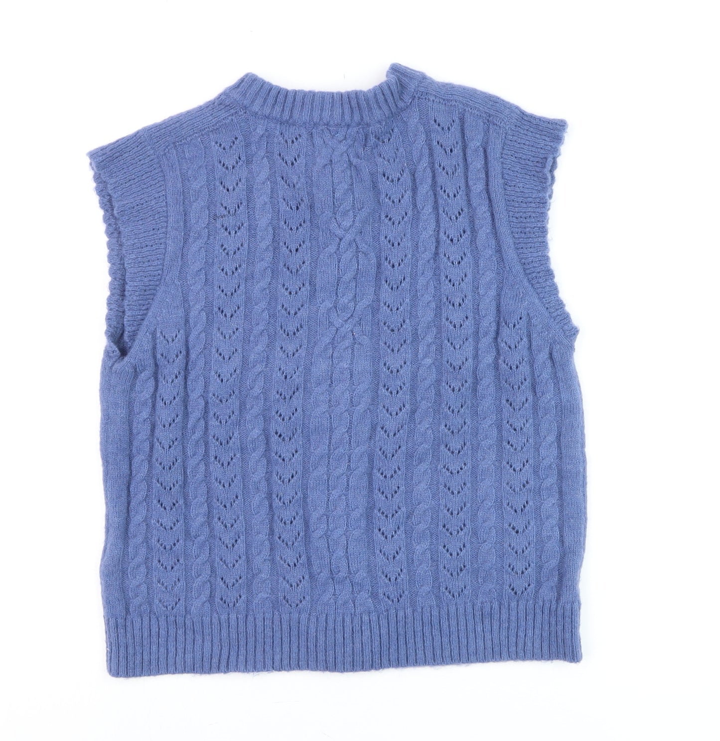 Marks and Spencer Per Una Women Blue Cable-Knit Button Vest Size 12