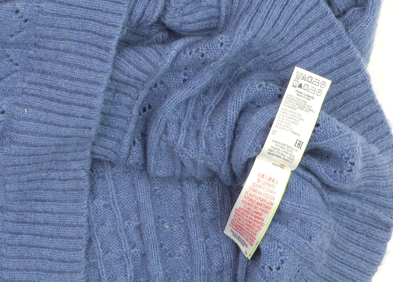 Marks and Spencer Per Una Women Blue Cable-Knit Button Vest Size 12