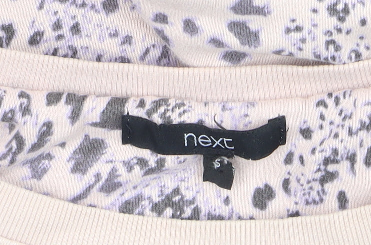 Next Women Beige Animal Print Cotton Pullover Sweatshirt Size S