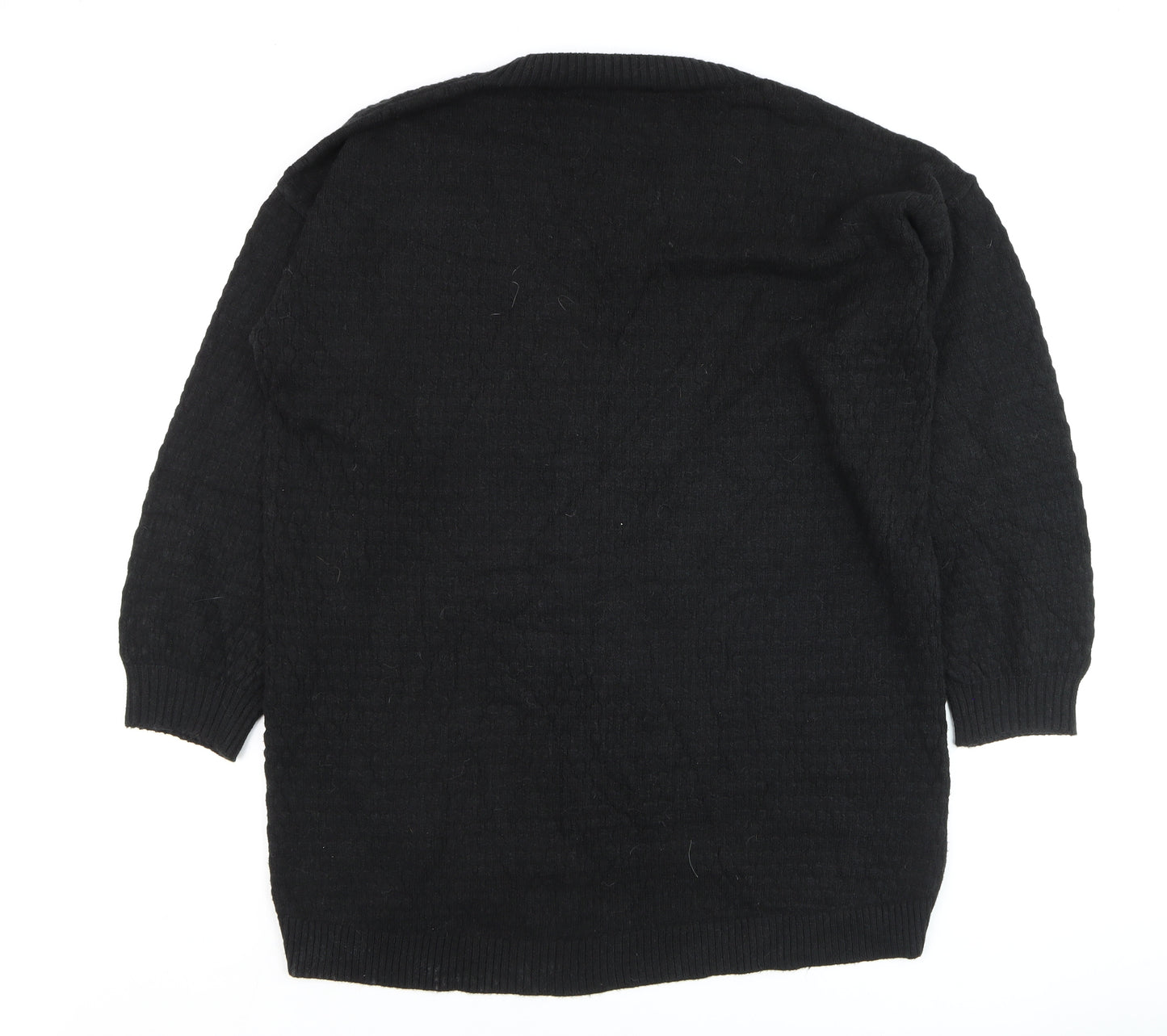 Next Womens Black Wool Blend V-Neck Relaxed Knit Jumper Size 18