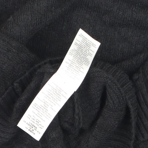 Next Womens Black Wool Blend V-Neck Relaxed Knit Jumper Size 18