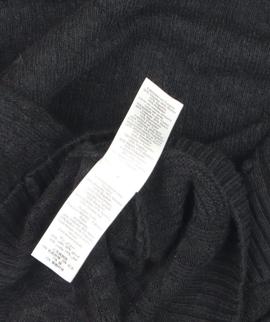 Next Womens Black Wool Blend V-Neck Relaxed Knit Jumper Size 18