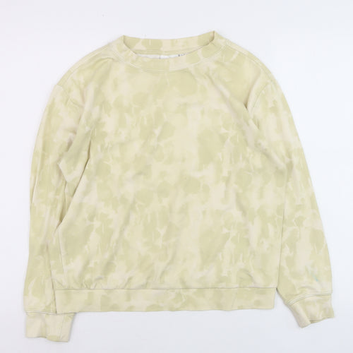 YAYA Women Beige Tie Dye Cotton Blend Pullover Sweatshirt Size S
