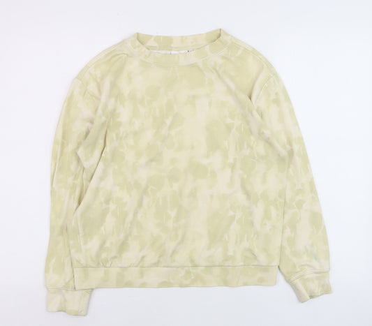 YAYA Women Beige Tie Dye Cotton Blend Pullover Sweatshirt Size S