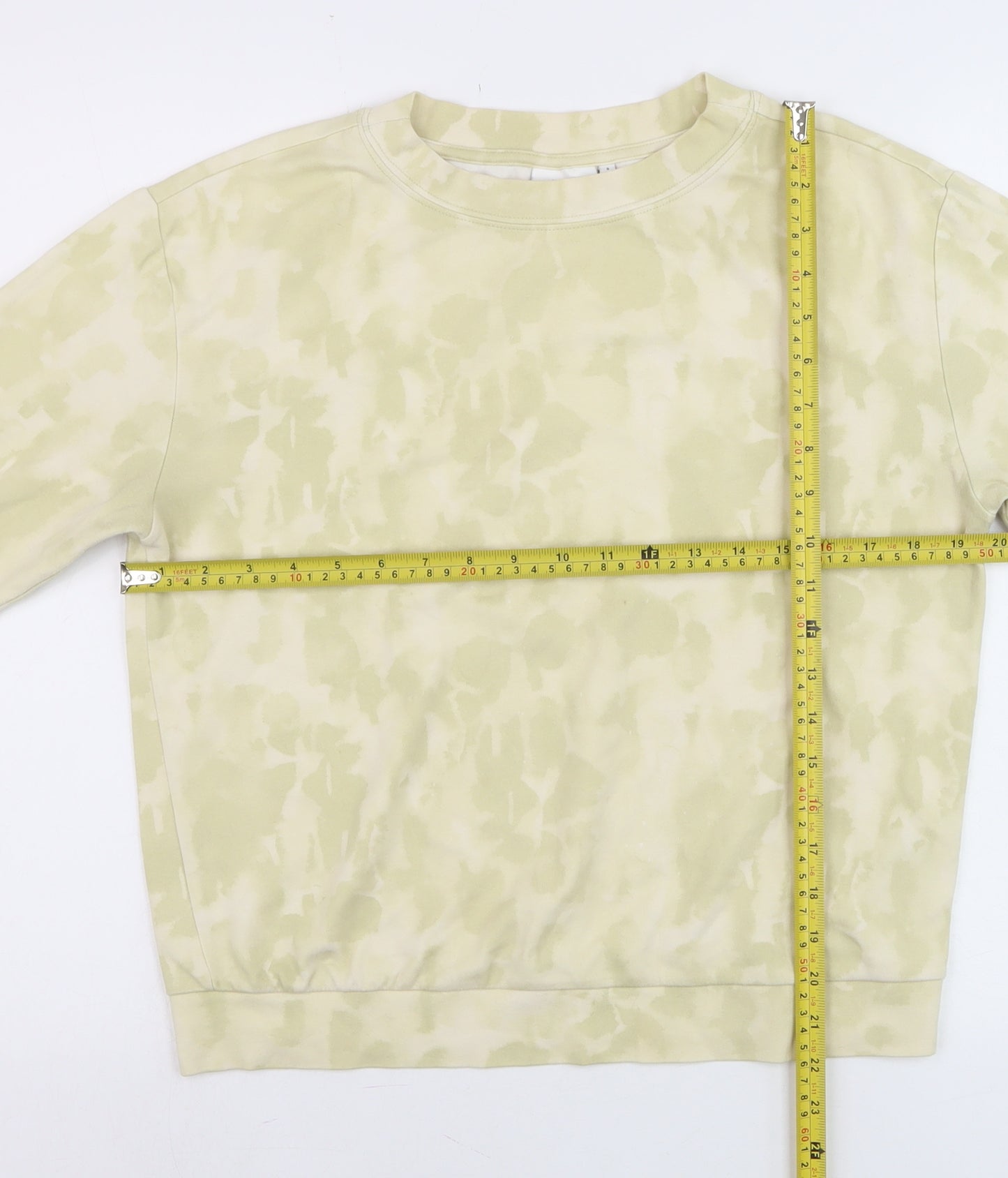 YAYA Women Beige Tie Dye Cotton Blend Pullover Sweatshirt Size S