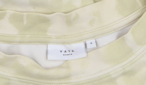 YAYA Women Beige Tie Dye Cotton Blend Pullover Sweatshirt Size S