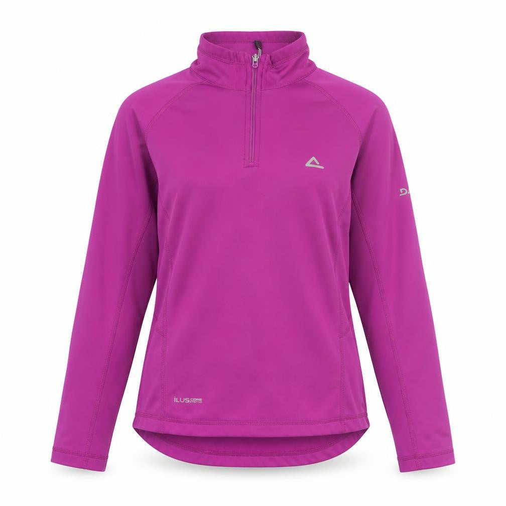 Front view of Dare 2b women’s pink 1/2 zip pullover sweatshirt, size UK 8
