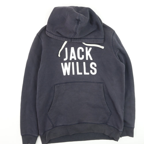Jack Wills Mens Blue Pullover Hoodie M Regular Fit Logo Sweatshirt