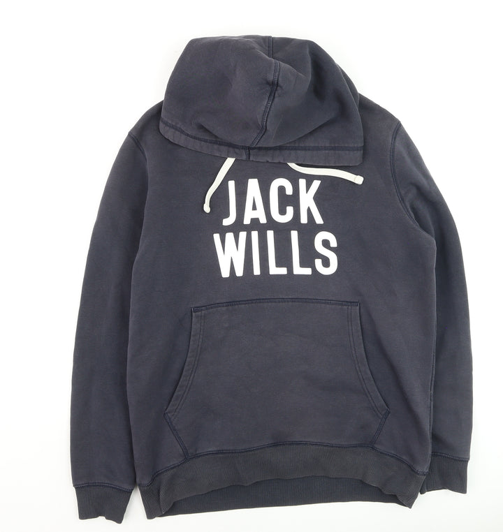Jack Wills Mens Blue Pullover Hoodie M Regular Fit Logo Sweatshirt