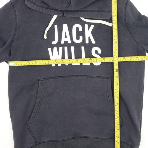 Jack Wills Mens Blue Pullover Hoodie M Regular Fit Logo Sweatshirt