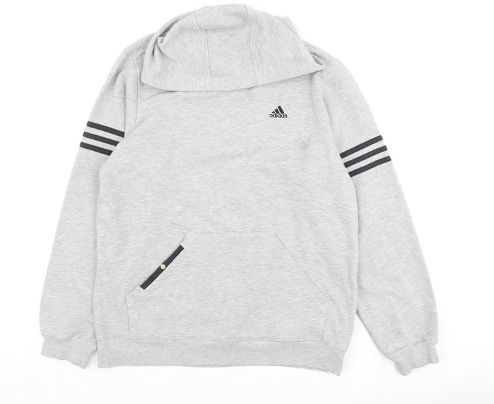 Adidas Boys Grey Hoodie Sweatshirt 14A/164 Regular Fit Cotton Blend