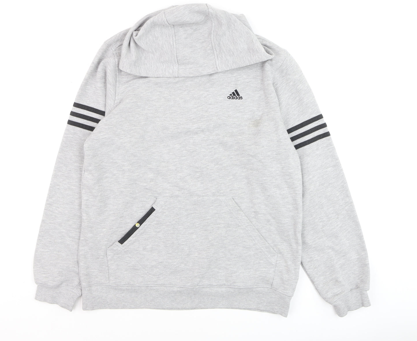 Adidas Boys Grey Hoodie Sweatshirt 14A/164 Regular Fit Cotton Blend