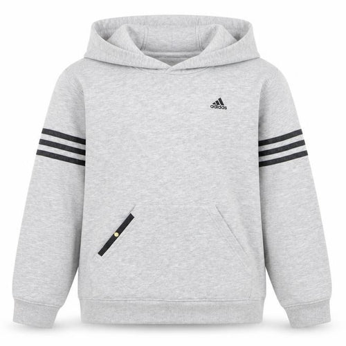 Adidas Boys Grey Hoodie Sweatshirt 14A/164 Regular Fit Cotton Blend