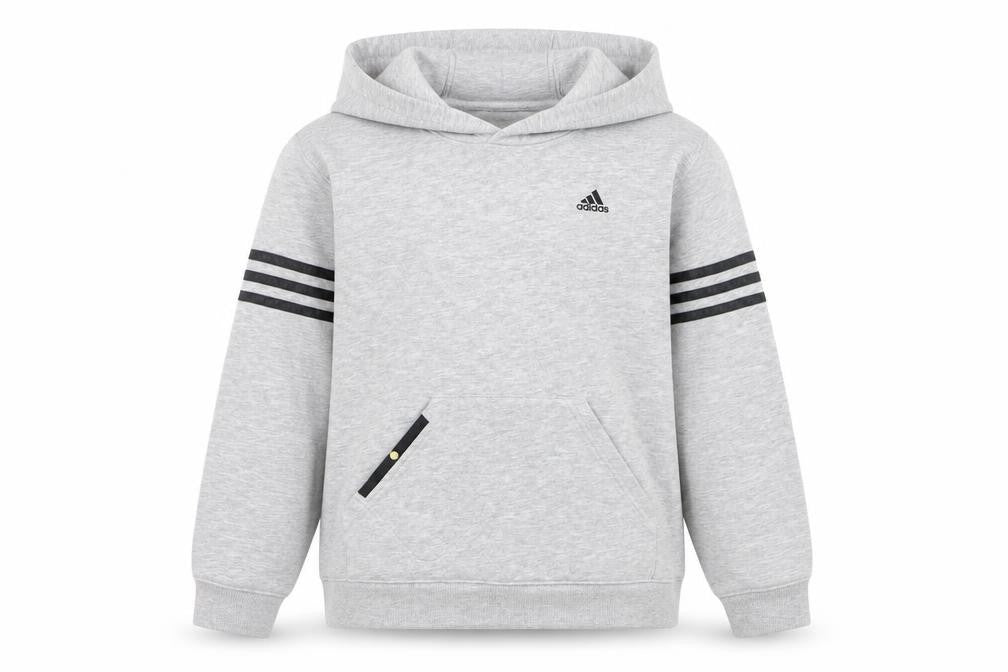 Adidas Boys Grey Hoodie Sweatshirt 14A/164 Regular Fit Cotton Blend