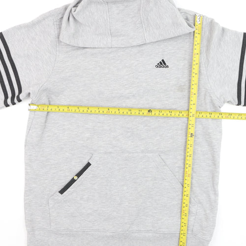 Adidas Boys Grey Hoodie Sweatshirt 14A/164 Regular Fit Cotton Blend