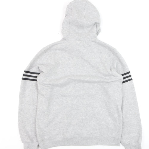 Adidas Boys Grey Hoodie Sweatshirt 14A/164 Regular Fit Cotton Blend
