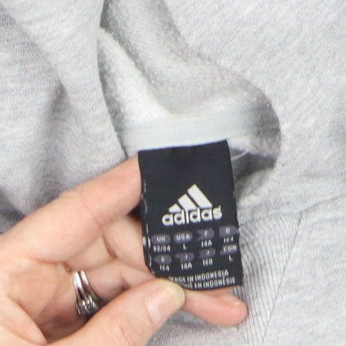 Adidas Boys Grey Hoodie Sweatshirt 14A/164 Regular Fit Cotton Blend