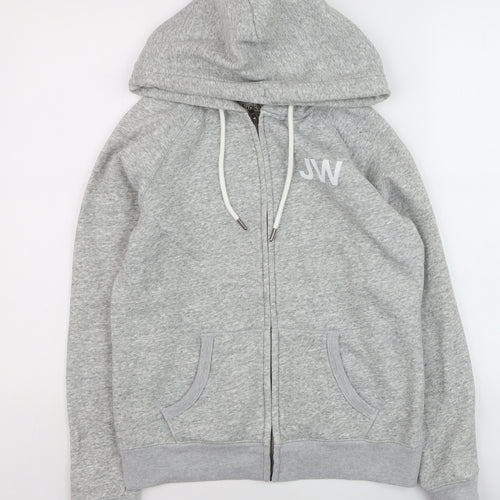 Jack Wills Womens Grey Full Zip Hoodie Size 10 Cotton Blend