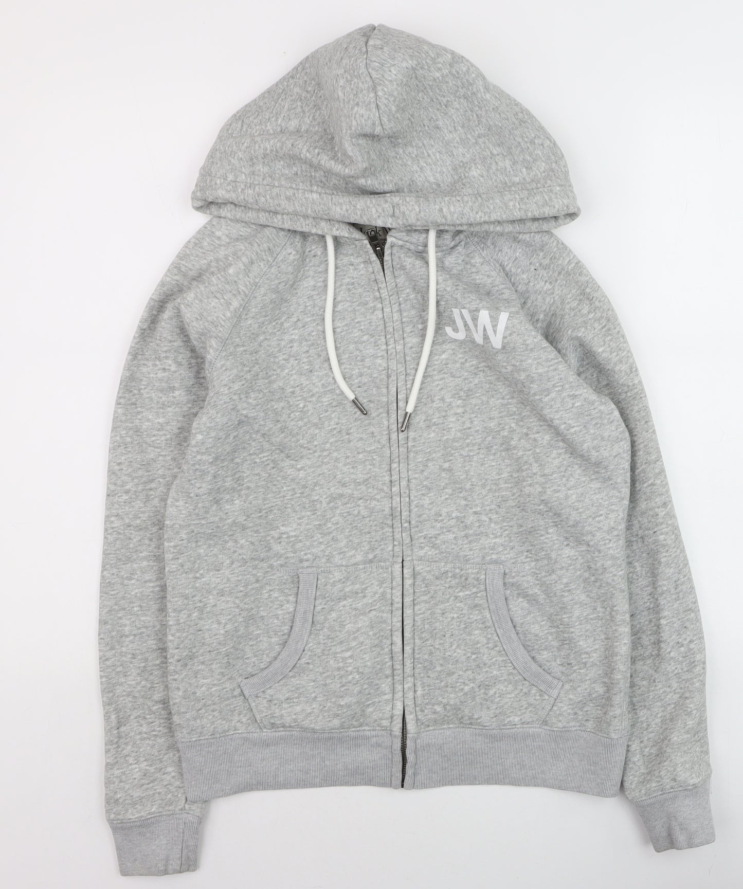 Jack Wills Womens Grey Full Zip Hoodie Size 10 Cotton Blend