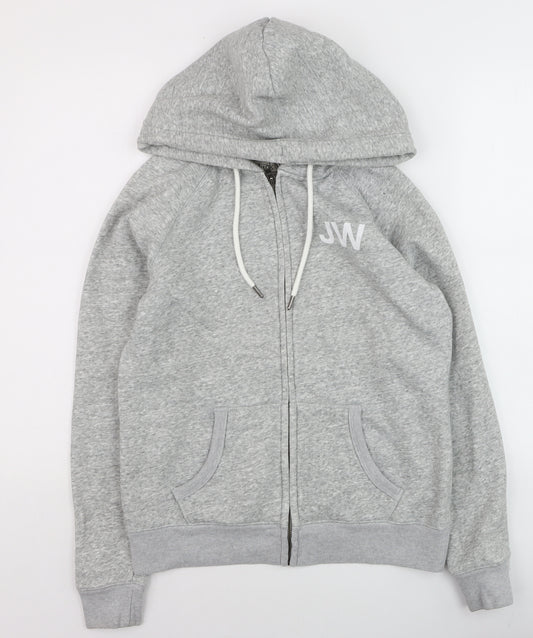 Jack Wills Womens Grey Full Zip Hoodie Size 10 Cotton Blend