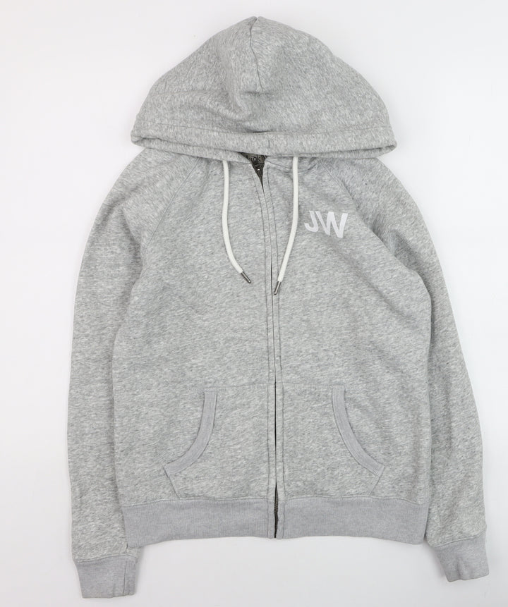 Jack Wills Womens Grey Full Zip Hoodie Size 10 Cotton Blend