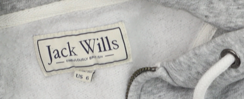 Jack Wills Womens Grey Full Zip Hoodie Size 10 Cotton Blend