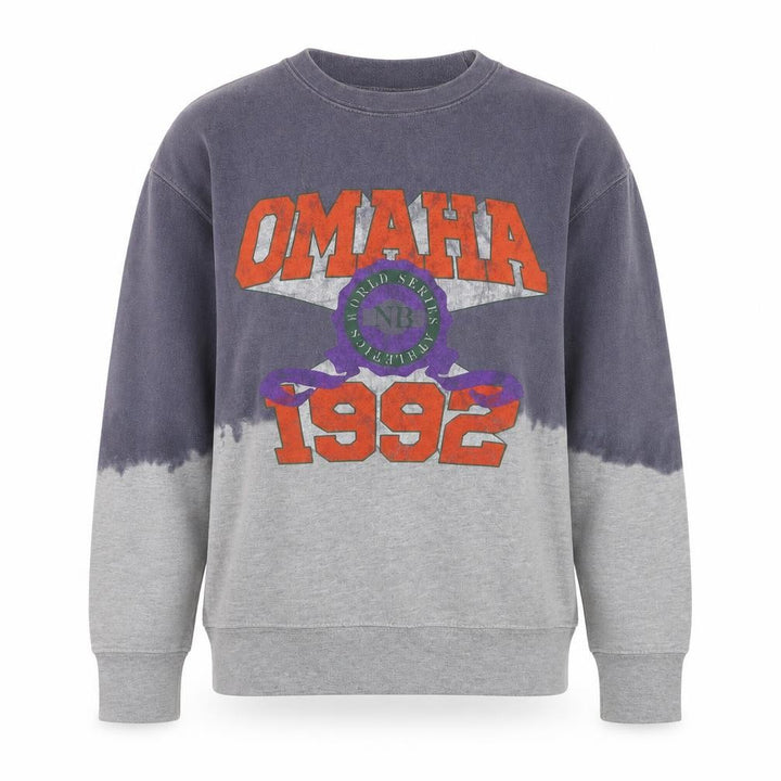Boohoo Womens Grey Dip Dye Omaha 1992 Graphic Pullover Sweatshirt M