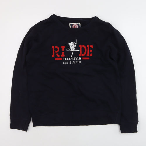 Gazzoil Boys Black Pullover Sweatshirt Small Ski Graphic Cotton Top