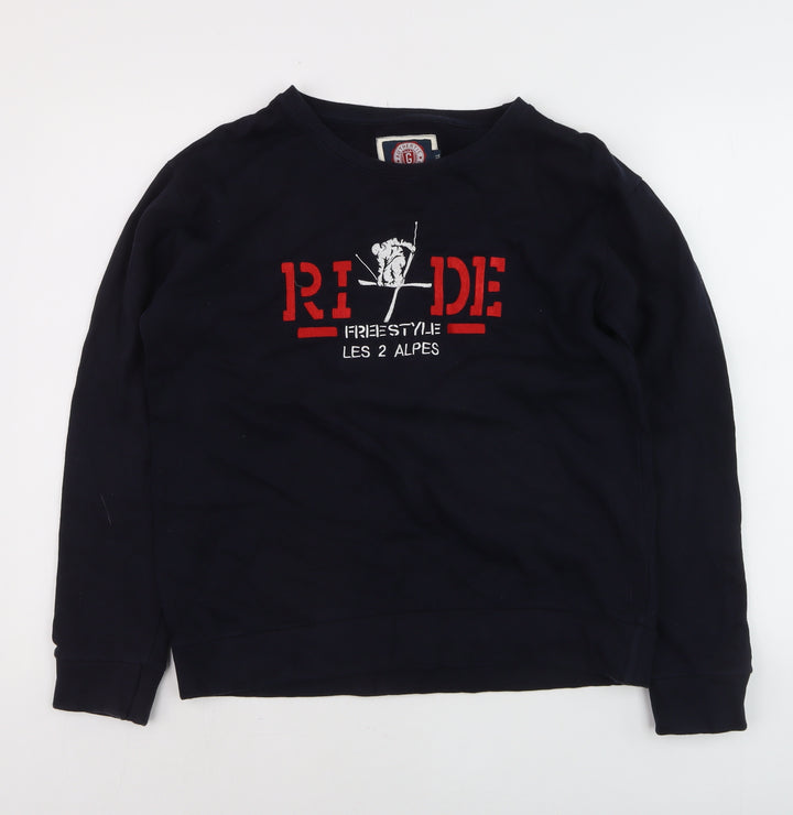 Gazzoil Boys Black Pullover Sweatshirt Small Ski Graphic Cotton Top