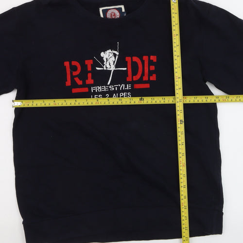 Gazzoil Boys Black Pullover Sweatshirt Small Ski Graphic Cotton Top