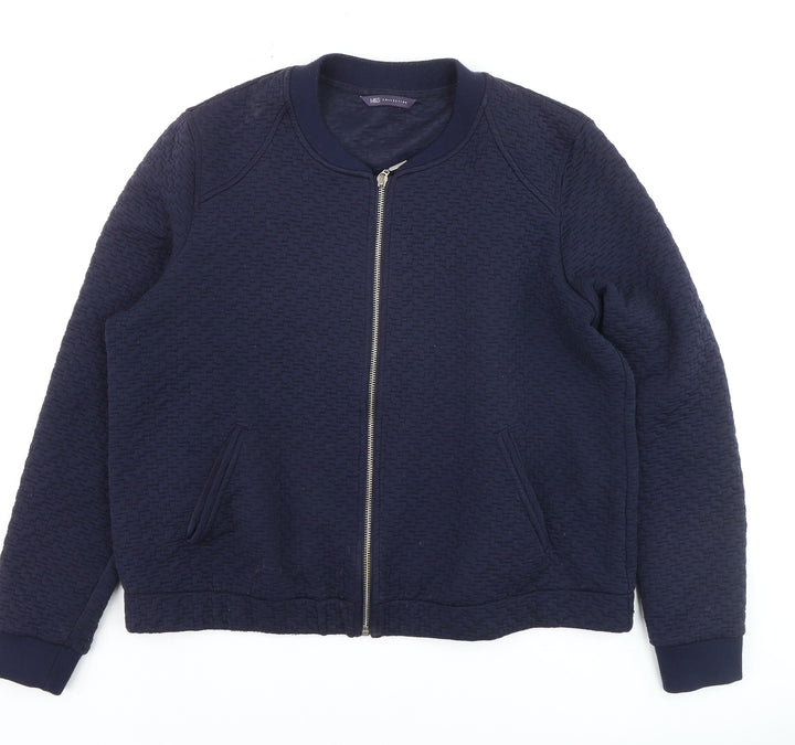 Marks and Spencer Men's Navy Bomber Jacket Size L Polyester Cotton Blend