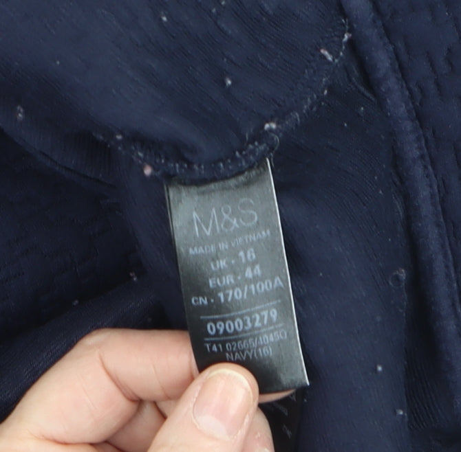Marks and Spencer Men's Navy Bomber Jacket Size L Polyester Cotton Blend