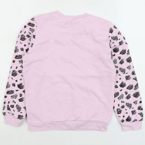Puma Girls Pink Animal Print Logo Pullover Sweatshirt 7-8 Years