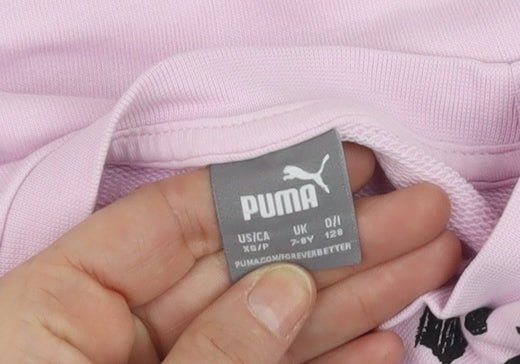 Puma Girls Pink Animal Print Logo Pullover Sweatshirt 7-8 Years