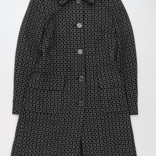 Oasis Women’s Black Wool Blend Long Overcoat Size 10